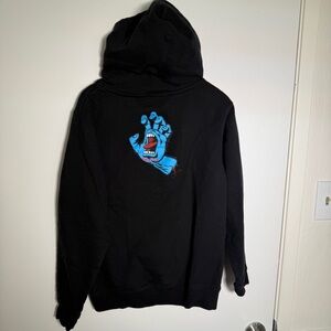Santa Cruz Kids Black Hoodie with Original Blue Graphic Hand - Sweater 10/12